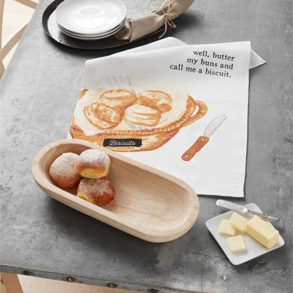 Paulownia Bread Bowl and Towel Set - Picture 4 of 4